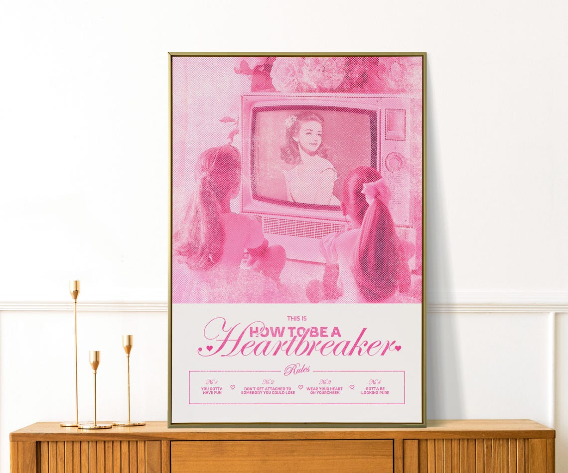 How To Be A Heartbreaker Pink Retro TV Rules Girly Art Poster - Image 4