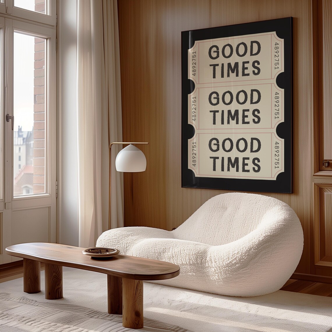 Good Times Retro Ticket Stubs Black Positivity Quote Art Poster - Image 3