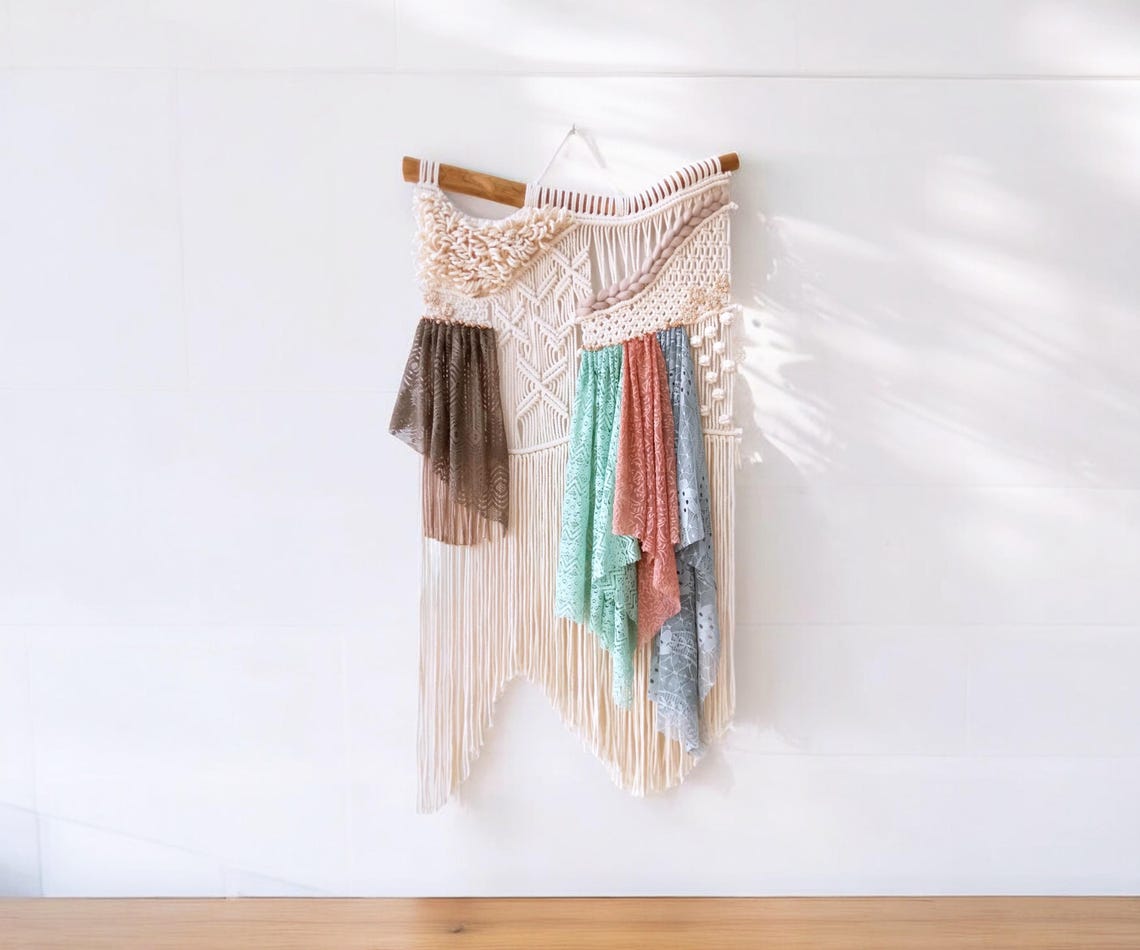 Macrame Wall Hanging Macraweaves Bohemian Decoration Woven Wall Hanging Macrame Mural Housewarming Gift Headboard Decor Handmade Gift