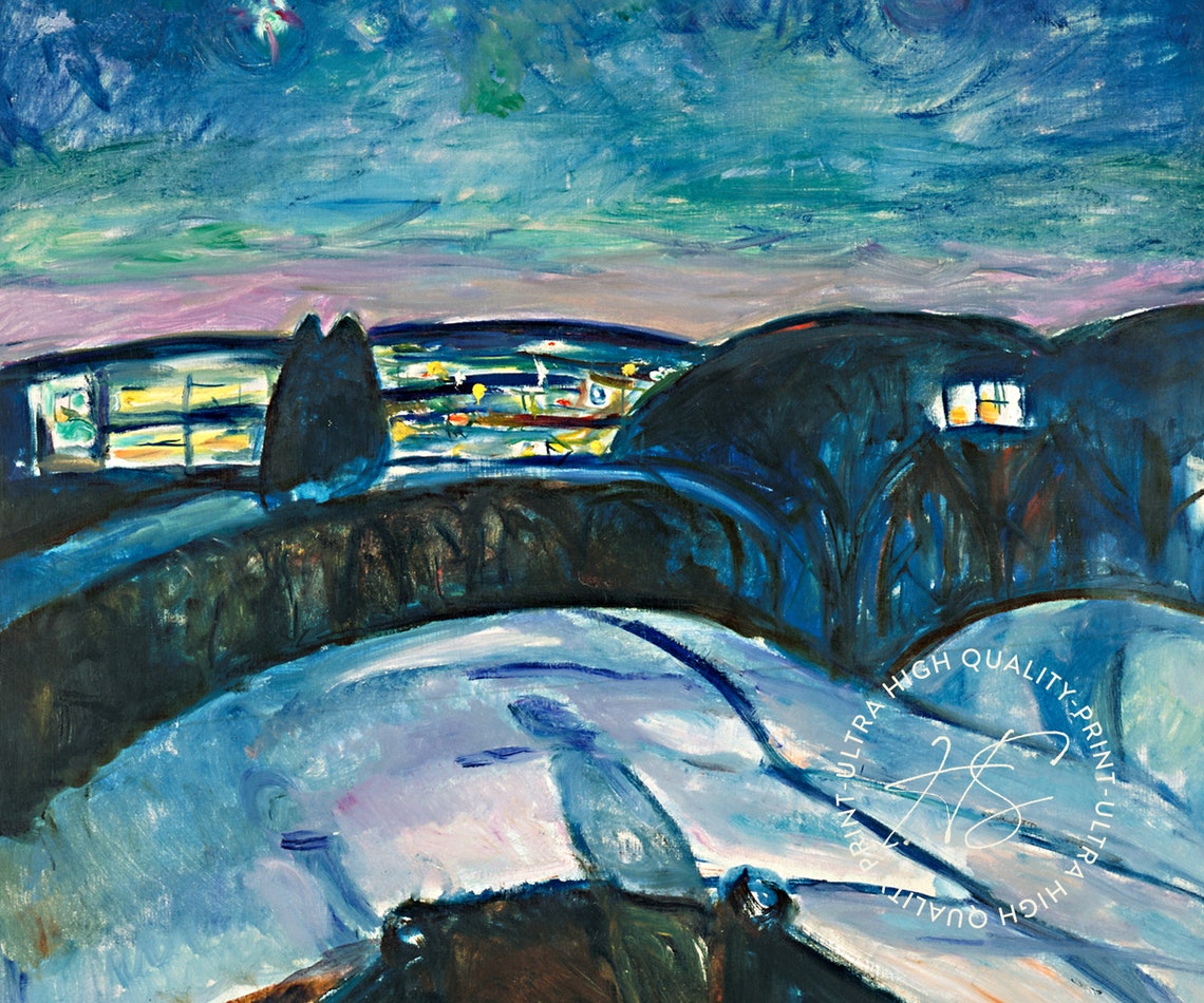 Edvard Munch Starry Night 1922 Oslo Snow Winter Blue Sky Art Print - Image 5
