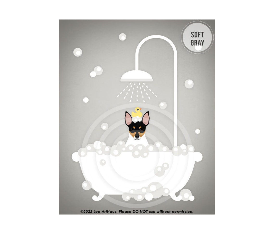 Toy Fox Terrier Bubble Bath Shower Rubber Duck Cute Dog Art Poster - Image 3