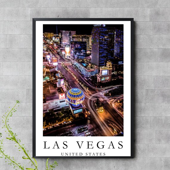 Las Vegas Strip Poster Neon Lights Cityscape Art