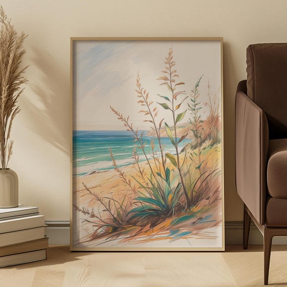 Moody Abstract Botanical Wall Art Mid Century Modern Beige And Black Coastal Floral Home Decor
