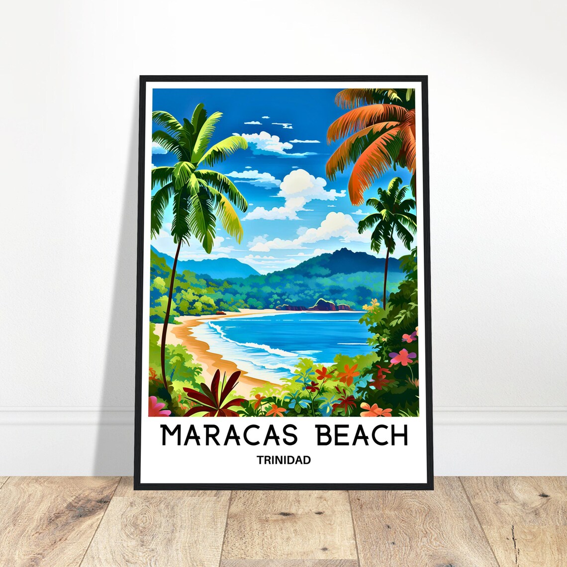 Maracas Bay Travel Print Maracas Bay Poster Caribbean Art Print Trinidad Lover Gift Wall Hanging Home Decor Maracas Bay Illustration