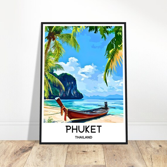 Phuket Island Travel Print Poster Thailand Art Lover Gift Wall Hanging Home Office Room Desk Decor Illustration