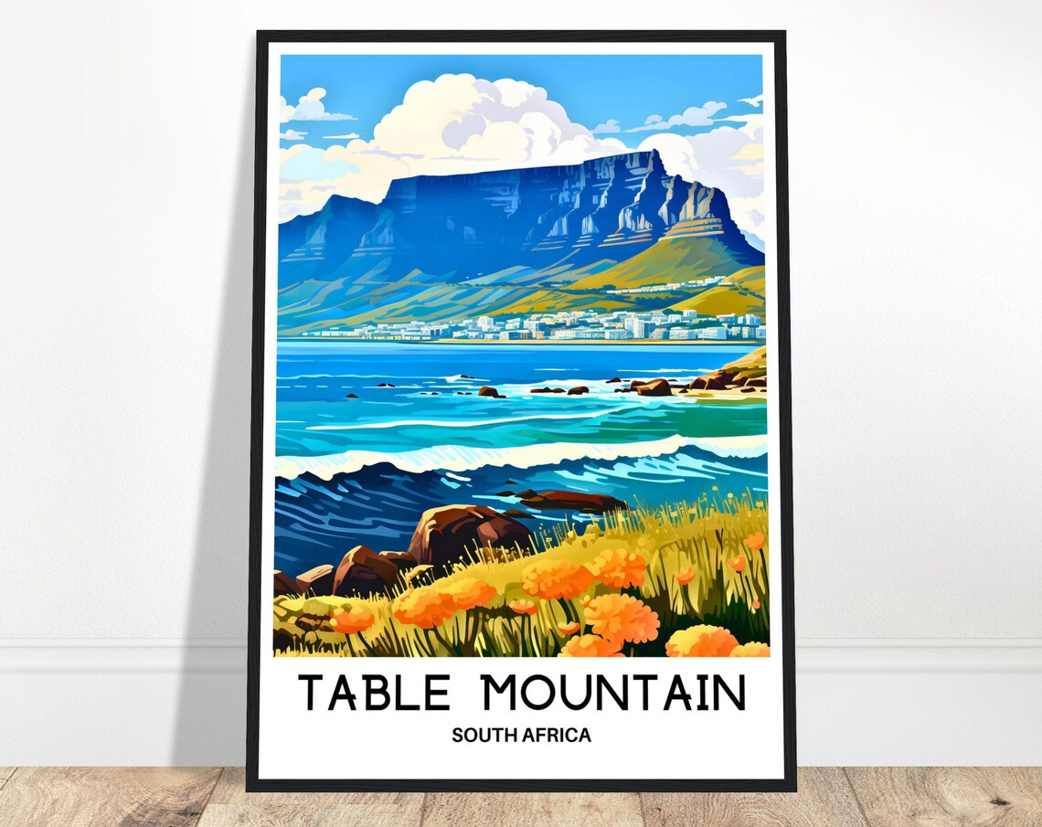Table Mountain Cape Town Wildflowers South Africa View Poster