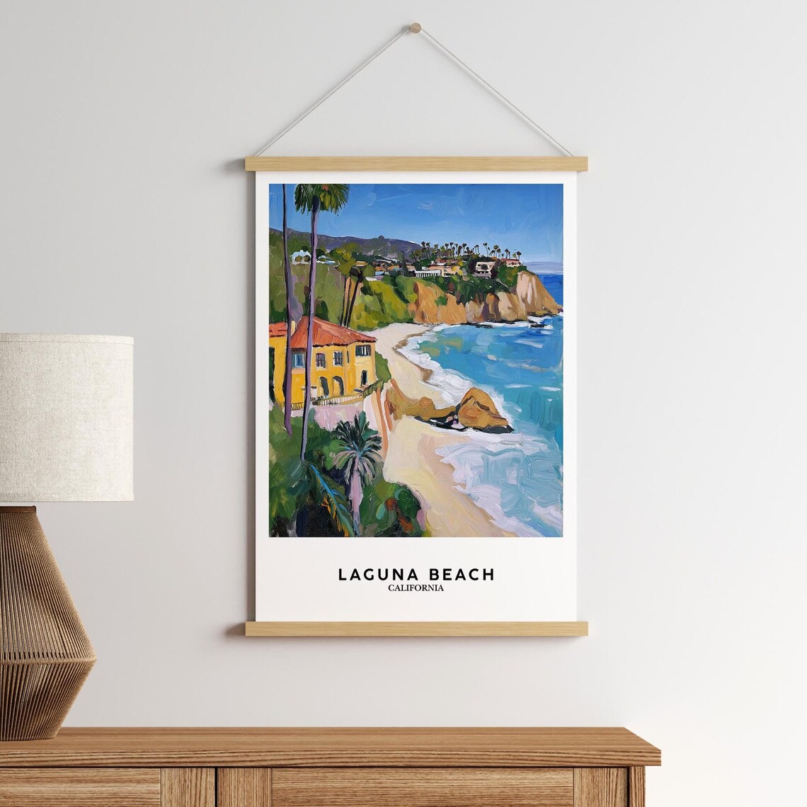 Laguna Beach California Cove Painting Turquoise Waves Coastal Poster