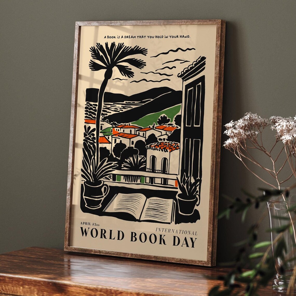 World Book Day Palm Terrace Village Quote Literary Lovers Poster