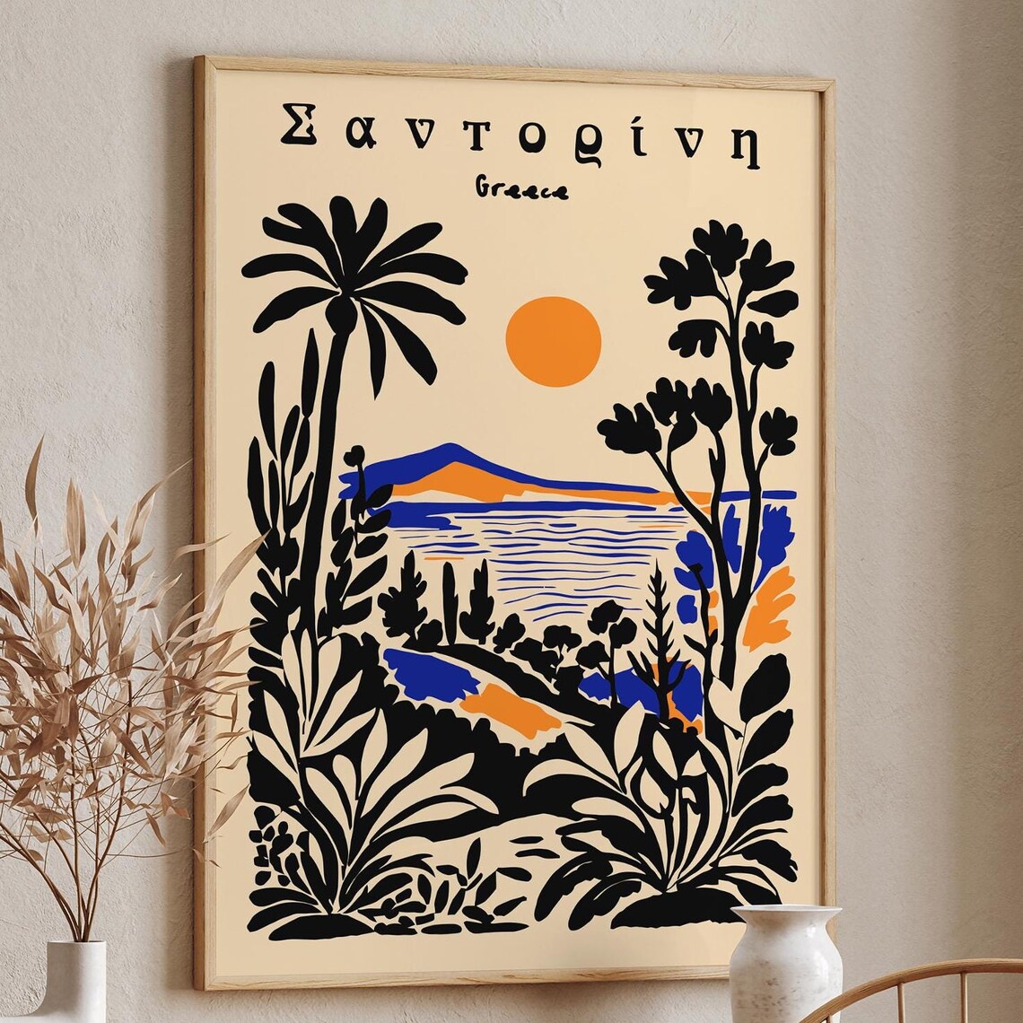 Santorini Greece Island Sunset Sea Silhouette Vintage Travel Poster - Image 5