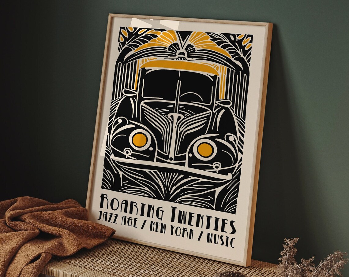 Art Deco Poster New York City Wall Art Black And Beige 20s Retro Wall Decor Art Nouveau Print Vintage Car Poster Roaring Twenties Art - Image 6
