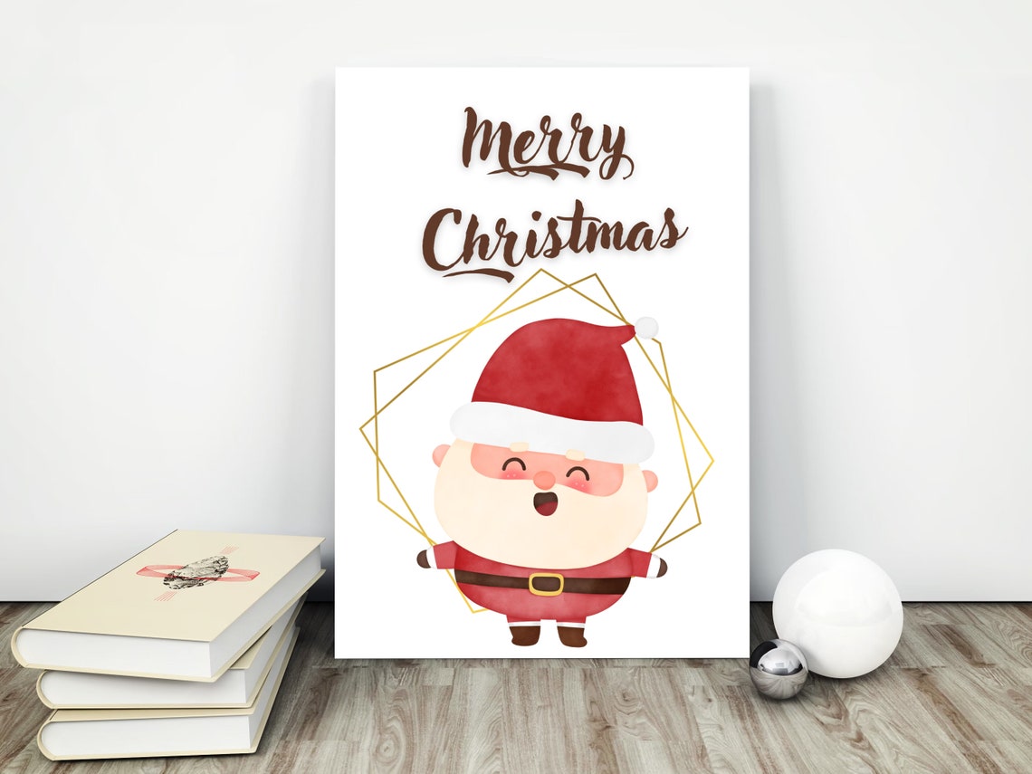 Merry Christmas Cute Smiling Santa Claus Holiday Decor Poster - Image 2