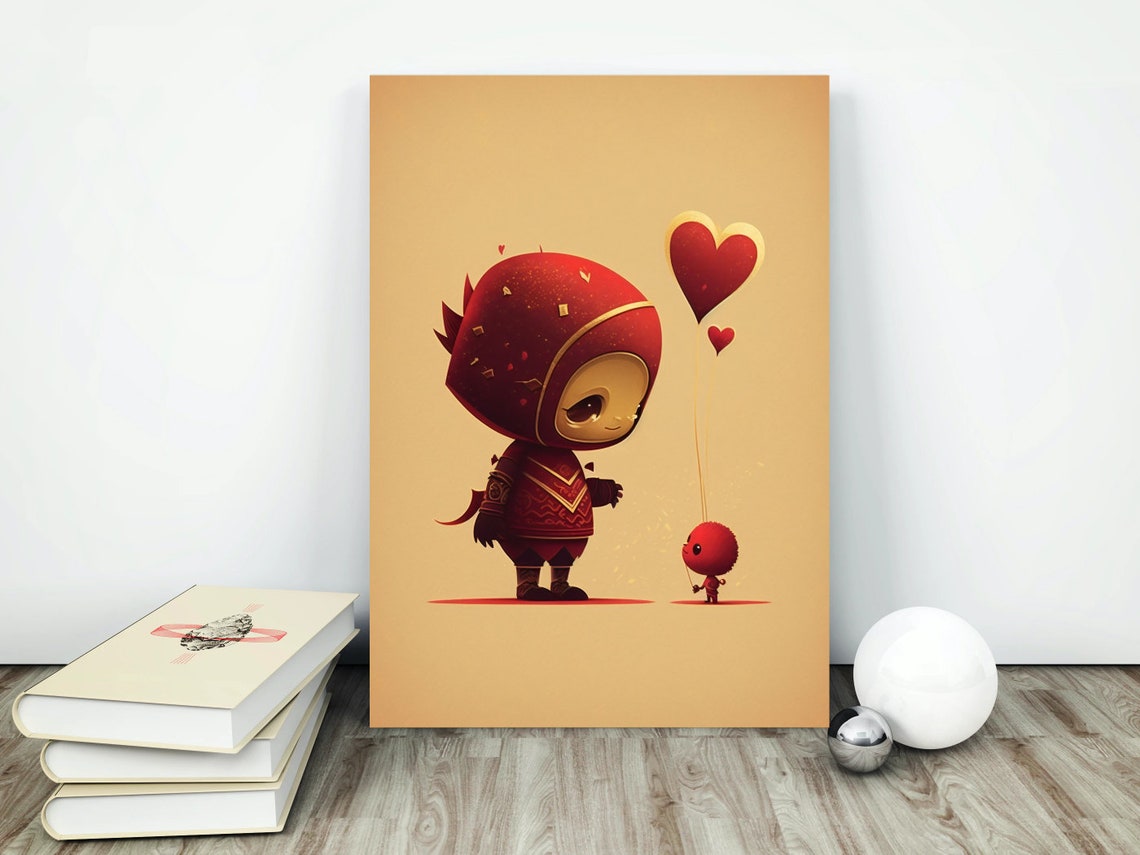 Red Knight Heart Balloon Tiny Companion Valentine Sweet Poster - Image 4