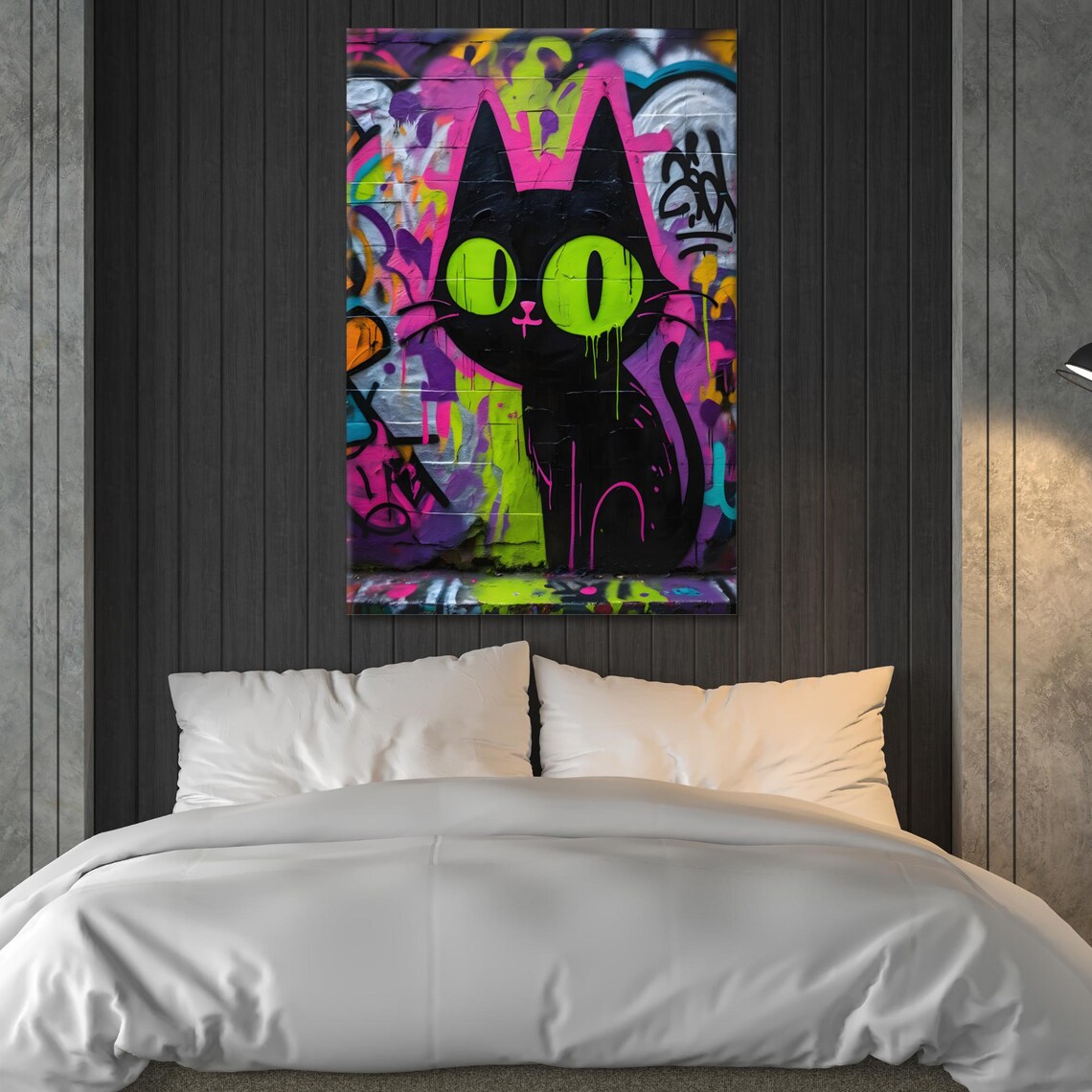 Graffiti Cat Art Print, Unique Home Decor - Image 3