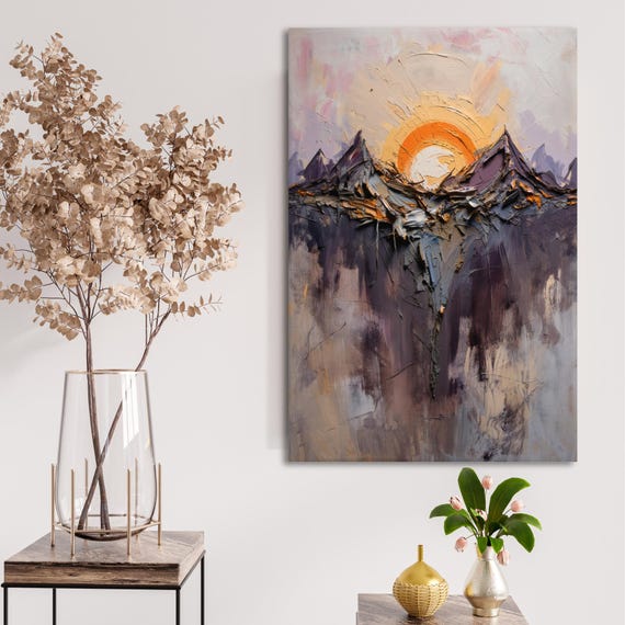 Mystical Mountains Art Print, Stunning Sunset