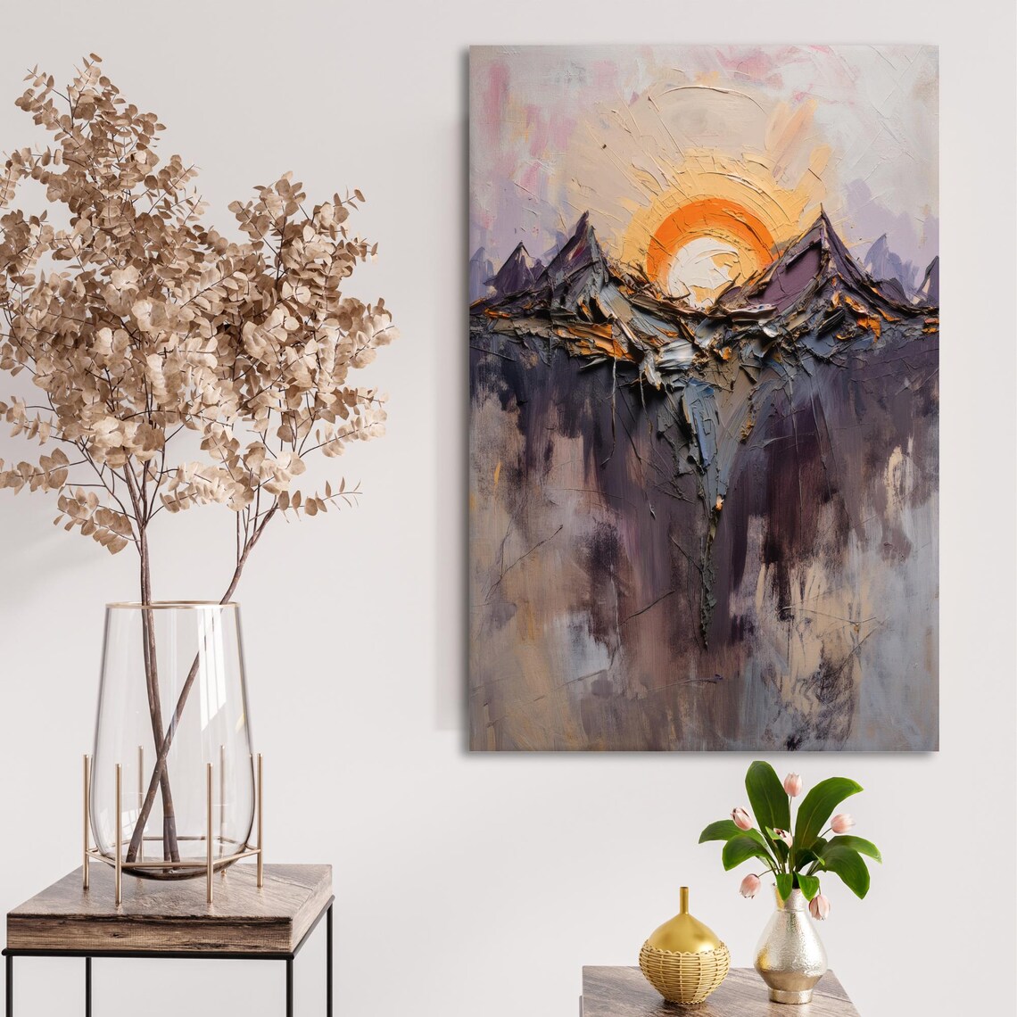 Mystical Mountains Art Print, Stunning Sunset