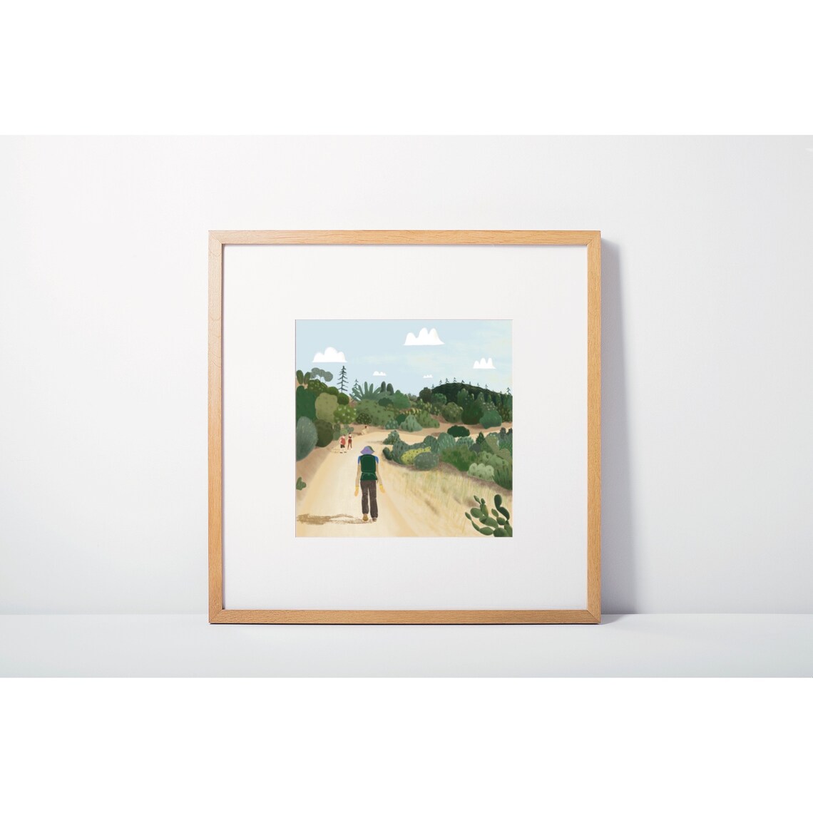Nature Walk Hiking Scene, Daddy And Me Art Print