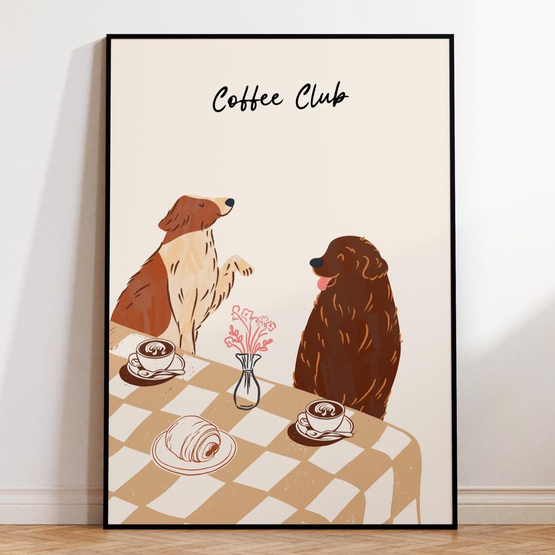 Coffee Club Dog Lover Kitchen Wall Art Print