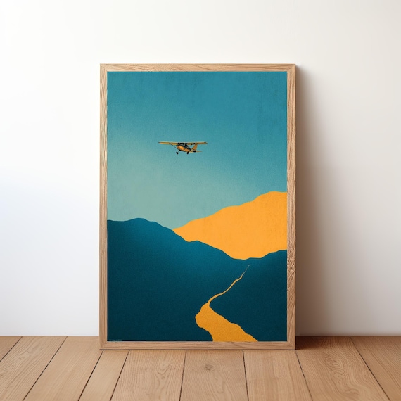 Minimalist Cessna Plane Art Print, Aviation Decor