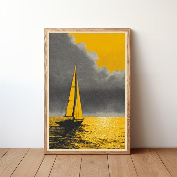 Sailboat Poster Minimalist Modern Nautical Wall Art Simple Ocean Boat Print Coastal Decor For Sailor Sea Lover Gift Illustration Sl39