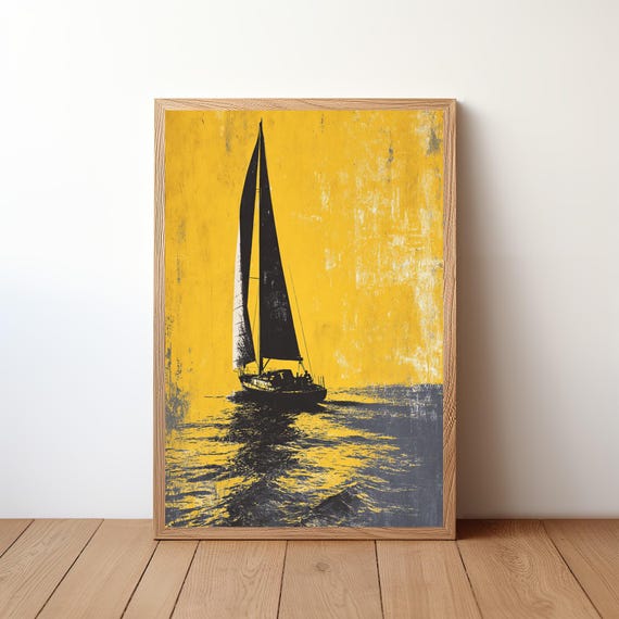 Sailboat Poster Minimalist Modern Nautical Wall Art Simple Ocean Boat Print Coastal Decor For Sailor Sea Lover Gift Illustration Sl40