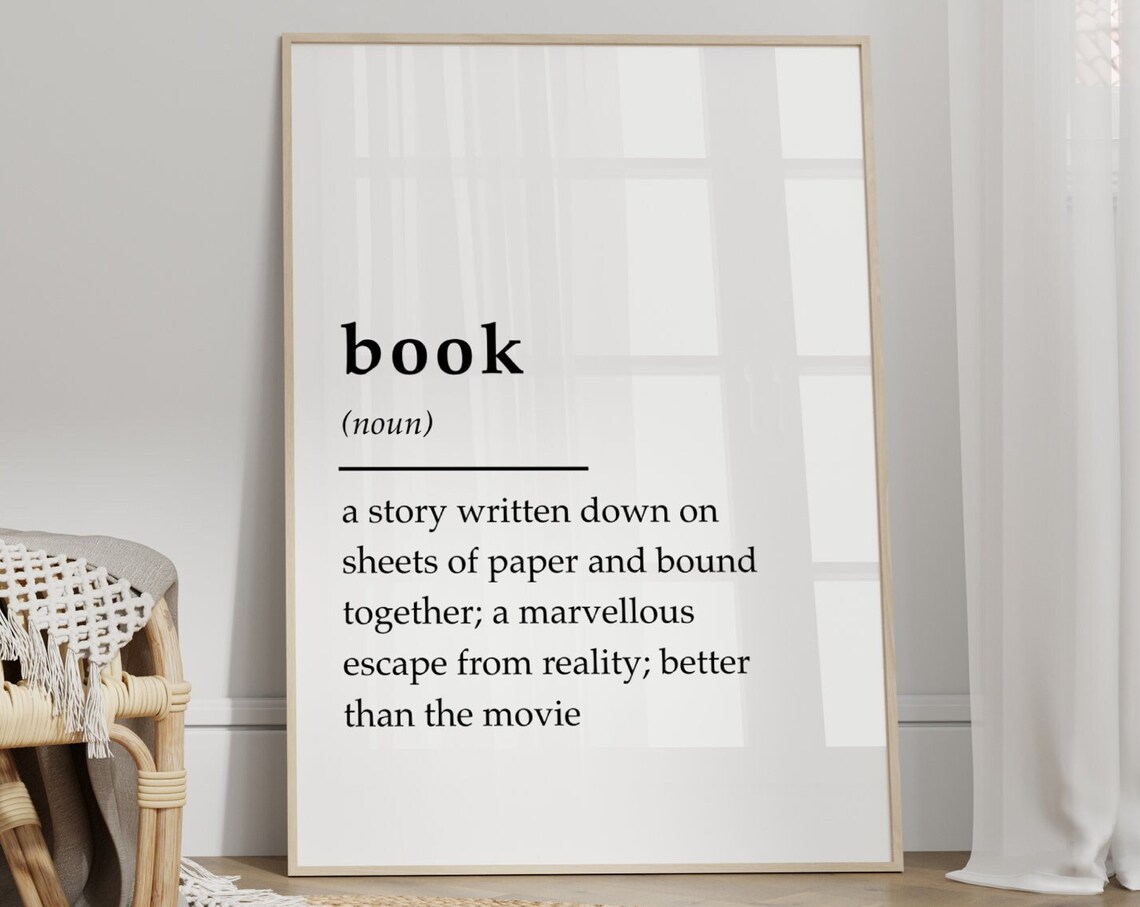 Book Definition Quote Print, Bookish Humor Poster