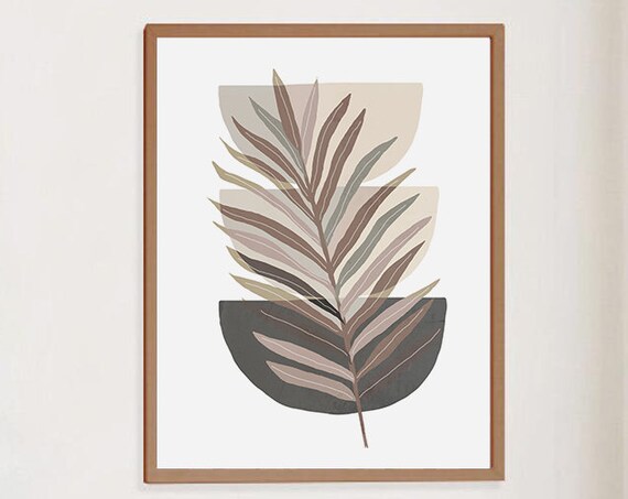 Geometric Palm Leaf Print Living Room Art Multi Color Wall Art Botanical Wall Art Modern Botanical Print Wall Decor Wall Art