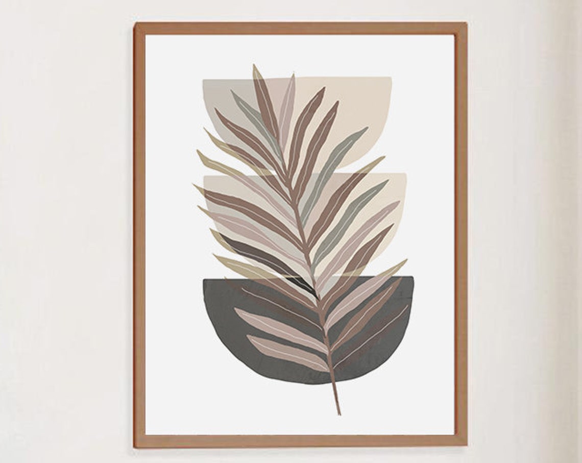 Modern Layered Palm Leaf Botanical Geometric Neutral Art Poster