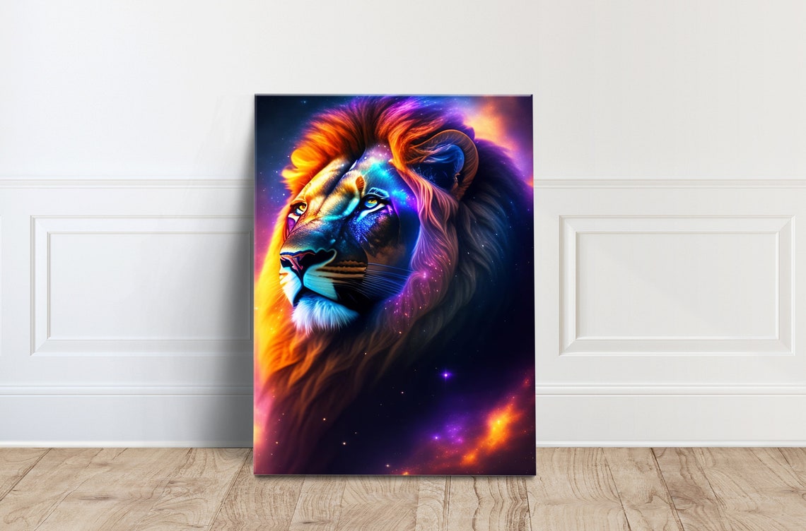 Colorful Lion Canvas Wall Art Poster Animal