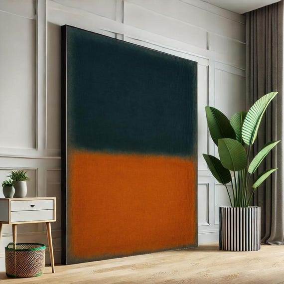 Mark Rothko Inspired Teal And Orange Canvas Bold Color Field Painting Reproduction Modern Living Room Decor Art Collectors