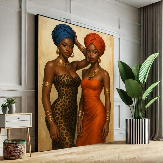 Bold African Women Portrait Canvas Wall Art Print Elegant Living Room Decor Statement Piece