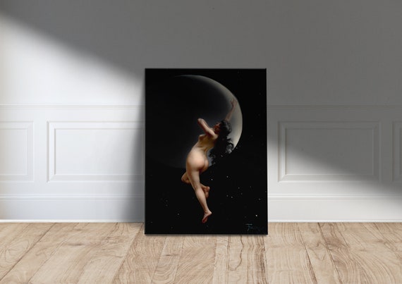 Luis Ricardo Falero Moon Nymph Print Woman 1883 Canvas Wall Art Home Decor