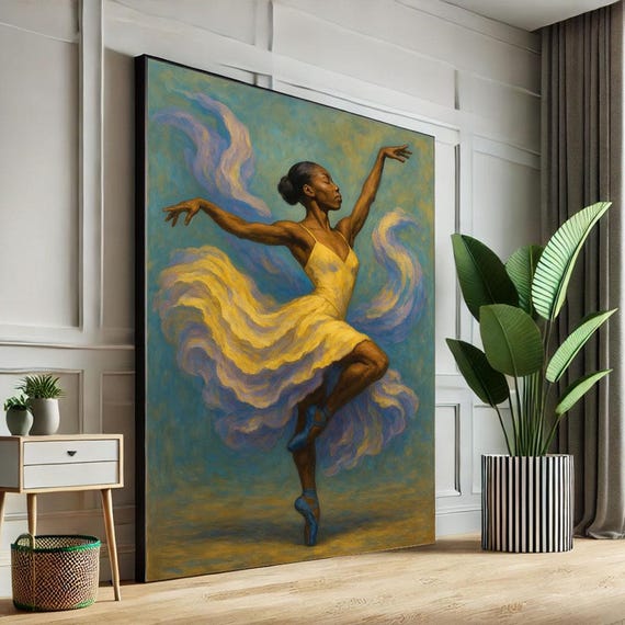 Elegant Ballerina In Yellow Canvas Wall Art Print Graceful Living Room Decor Statement Piece