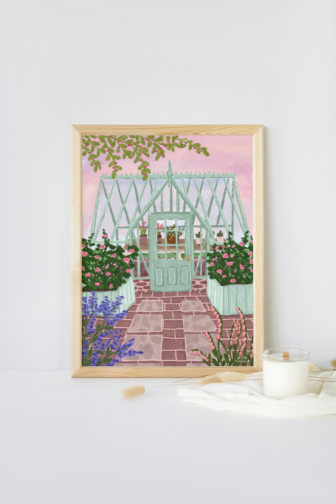 Greenhouse Print, Spring Flowers Garden Art Print