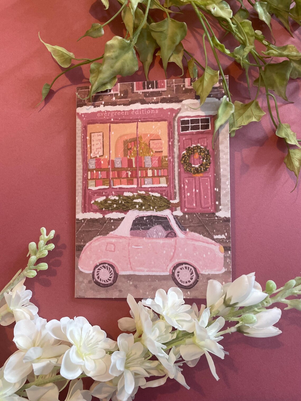 Christmas Book Shop Card, Book Lover Greeting