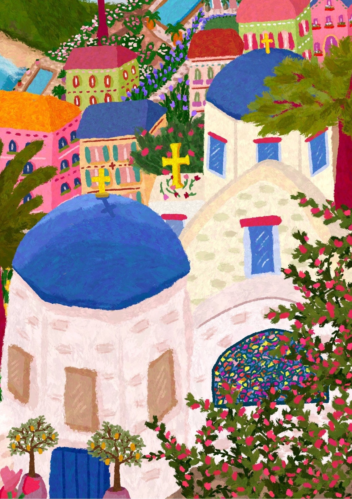 Santorini Greek Classic Beach Art Print - Image 4