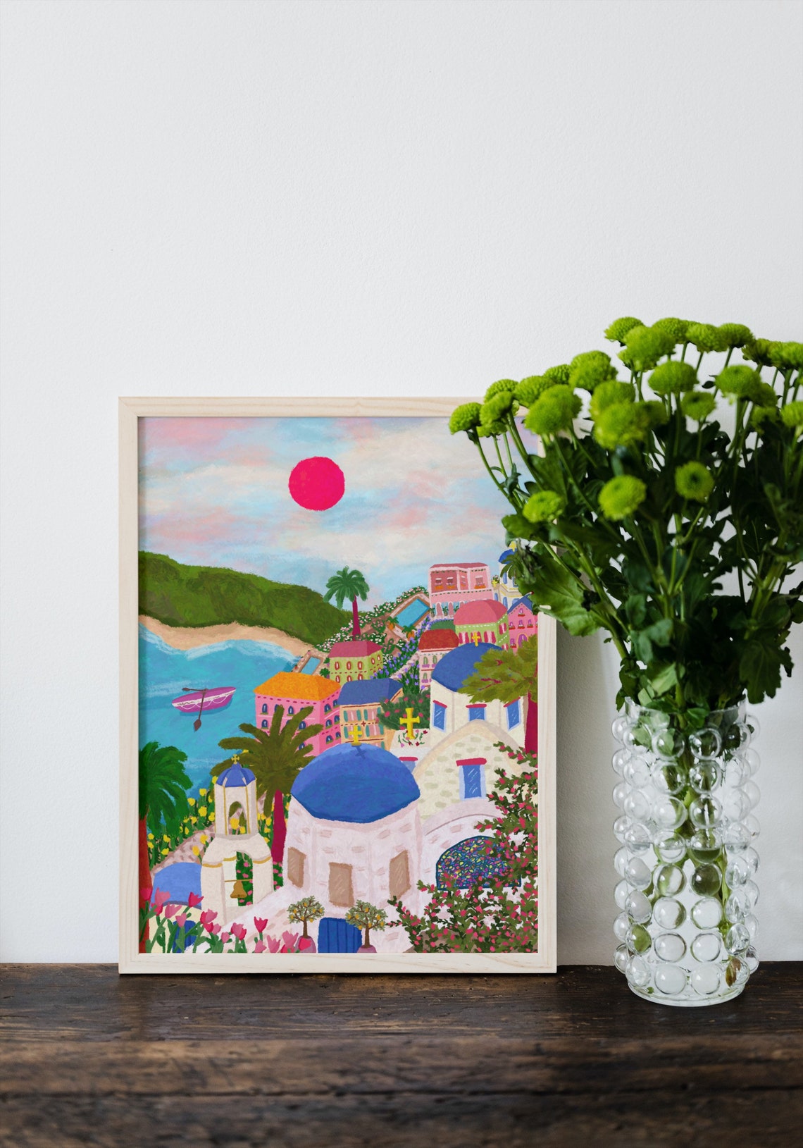 Santorini Greek Classic Beach Art Print - Image 6