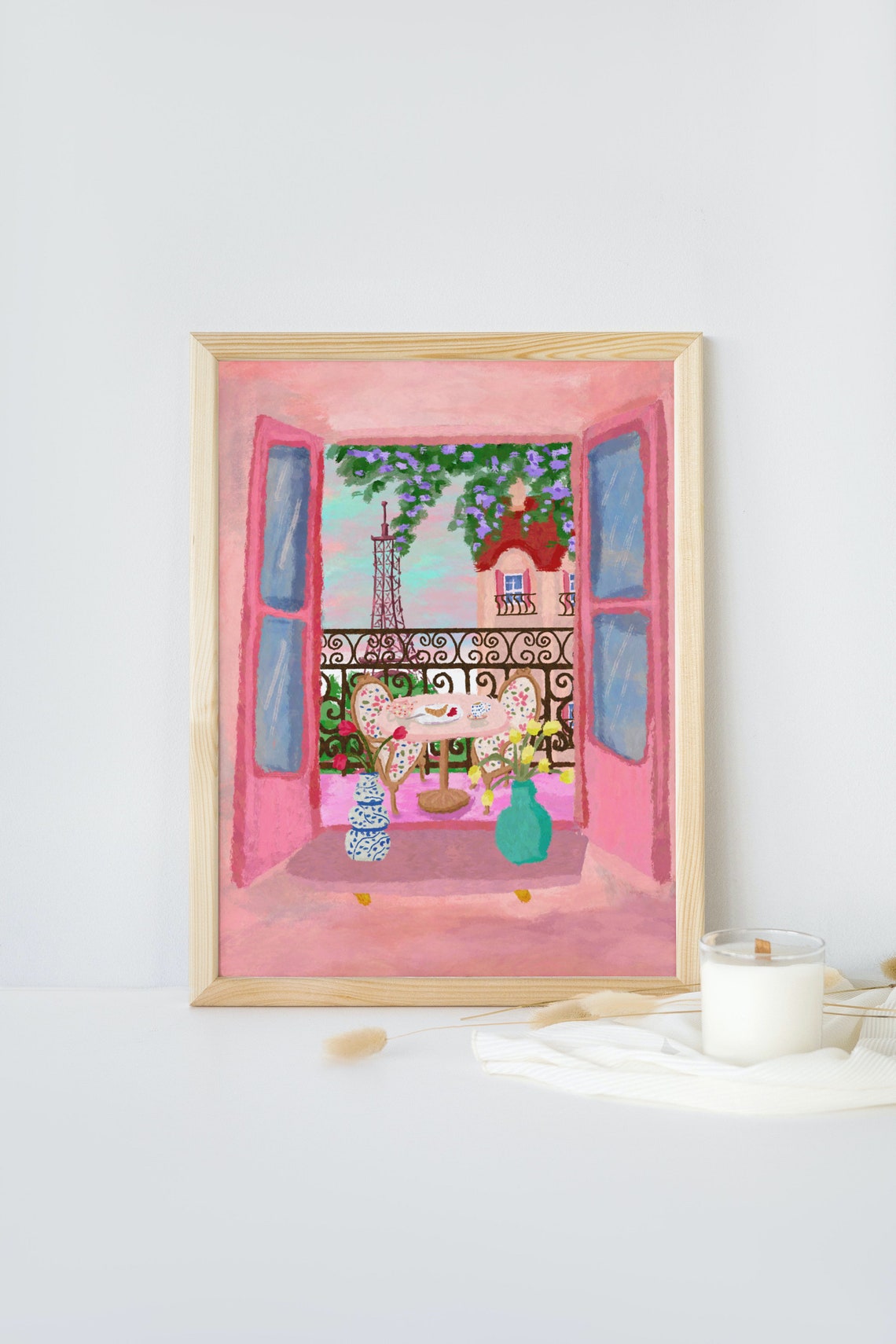 Paris Eiffel Tower Travel Poster, Parisian Art