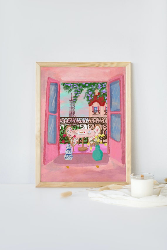 Paris Eiffel Tower Travel Poster, Parisian Art