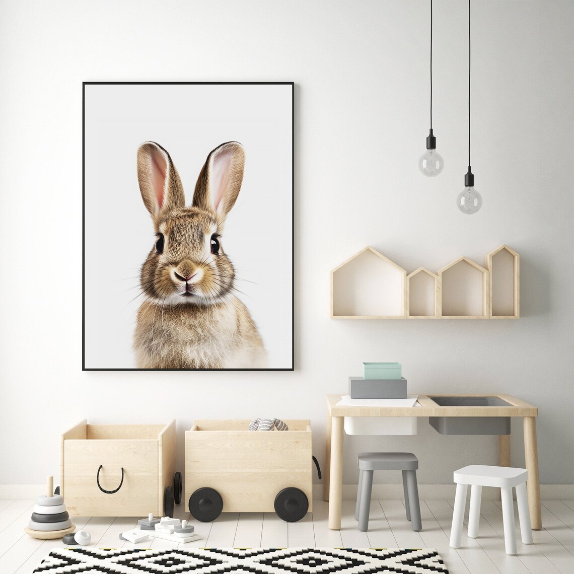 Adorable Baby Bunny Closeup Portrait Nursery Animal Art Print - Image 3
