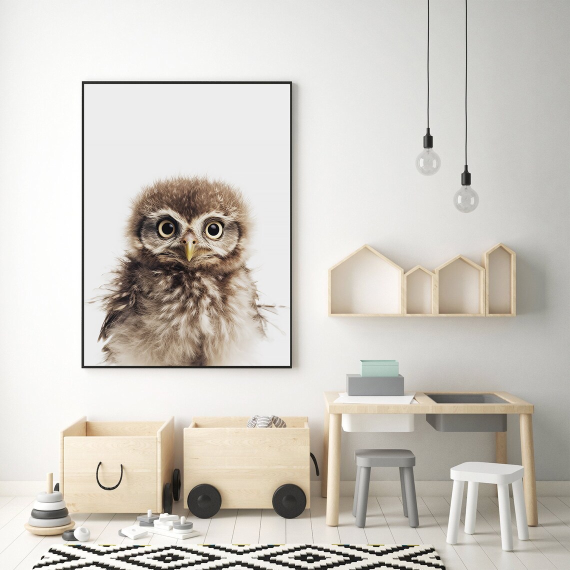 Adorable Baby Owl Closeup Portrait Woodland Nursery Art Print - Image 3