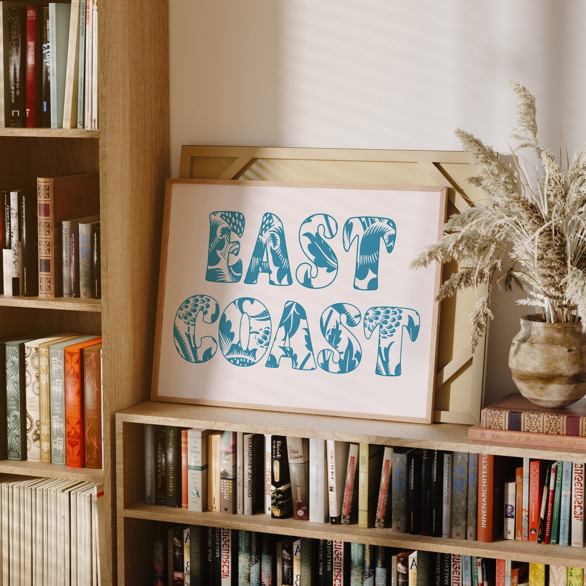 East Coast Blue Paisley Patterned Letters Coastal Decor Poster - Image 3