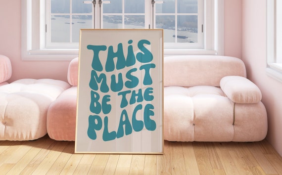 This Must Be The Place Print Trendy Art Blue Wall Art Print Bar Cart Decor Apartment Girly Preppyinstant