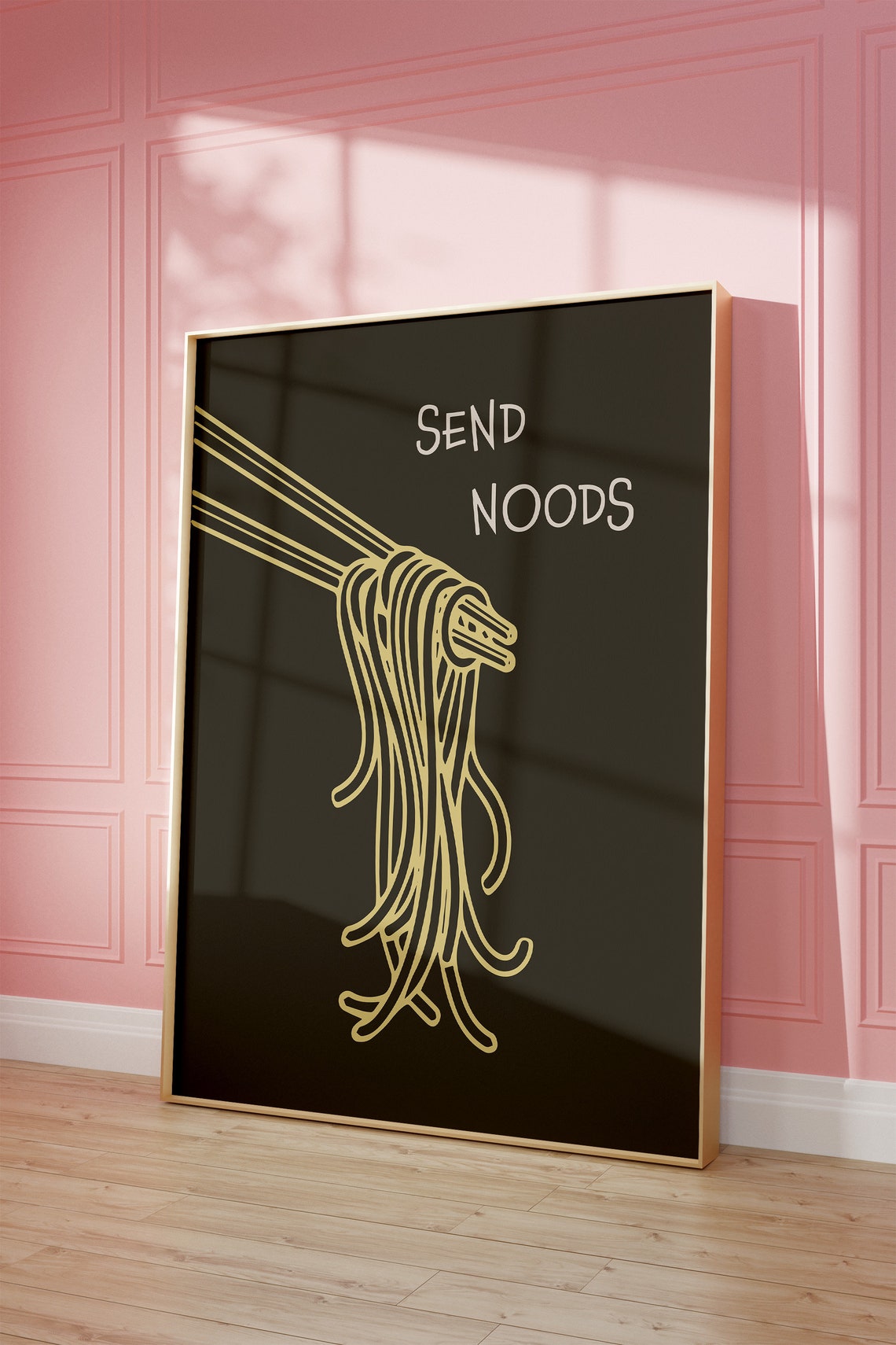 Send Noods Chopsticks Noodles Illustration Black Kitchen Poster - Image 3