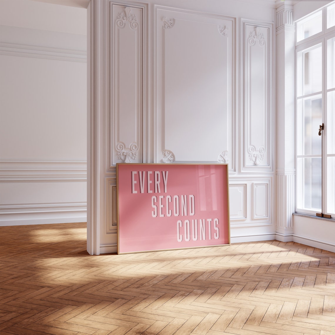 Every Second Counts Bold White Text on Pink Motivational Poster - Image 2