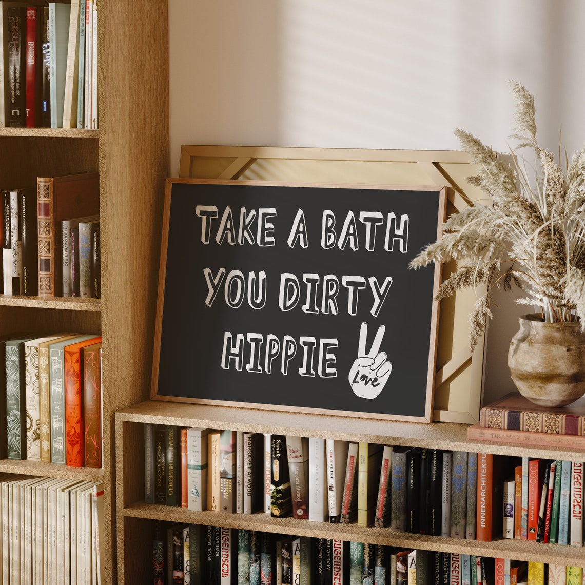Take a Bath You Dirty Hippie Funny Peace Sign Bathroom Print - Image 3