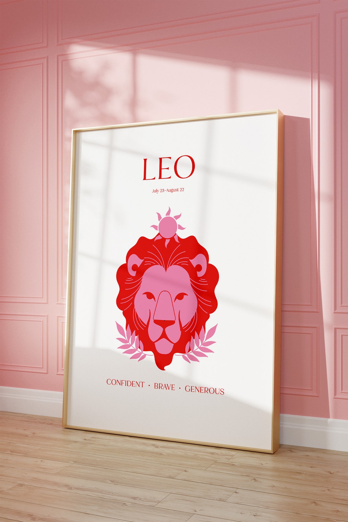 Leo Zodiac Sign Red Lion July August Sun Sign Astrology Gift Poster