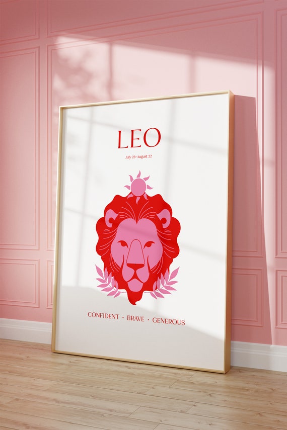 Leo Poster Print Leo Zodiac Gift Astrology Print Poster Gift For Leo Spiritual Wall Art Instant