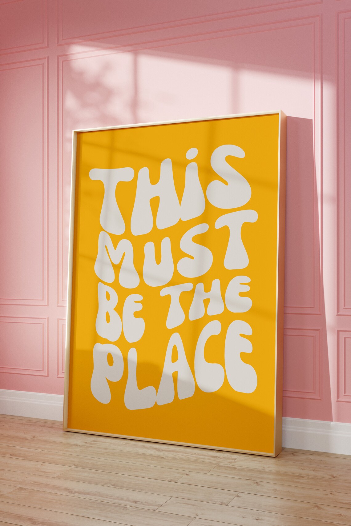 Orange Wavy This Must Be The Place Retro Quote Typography Art Poster - Image 3