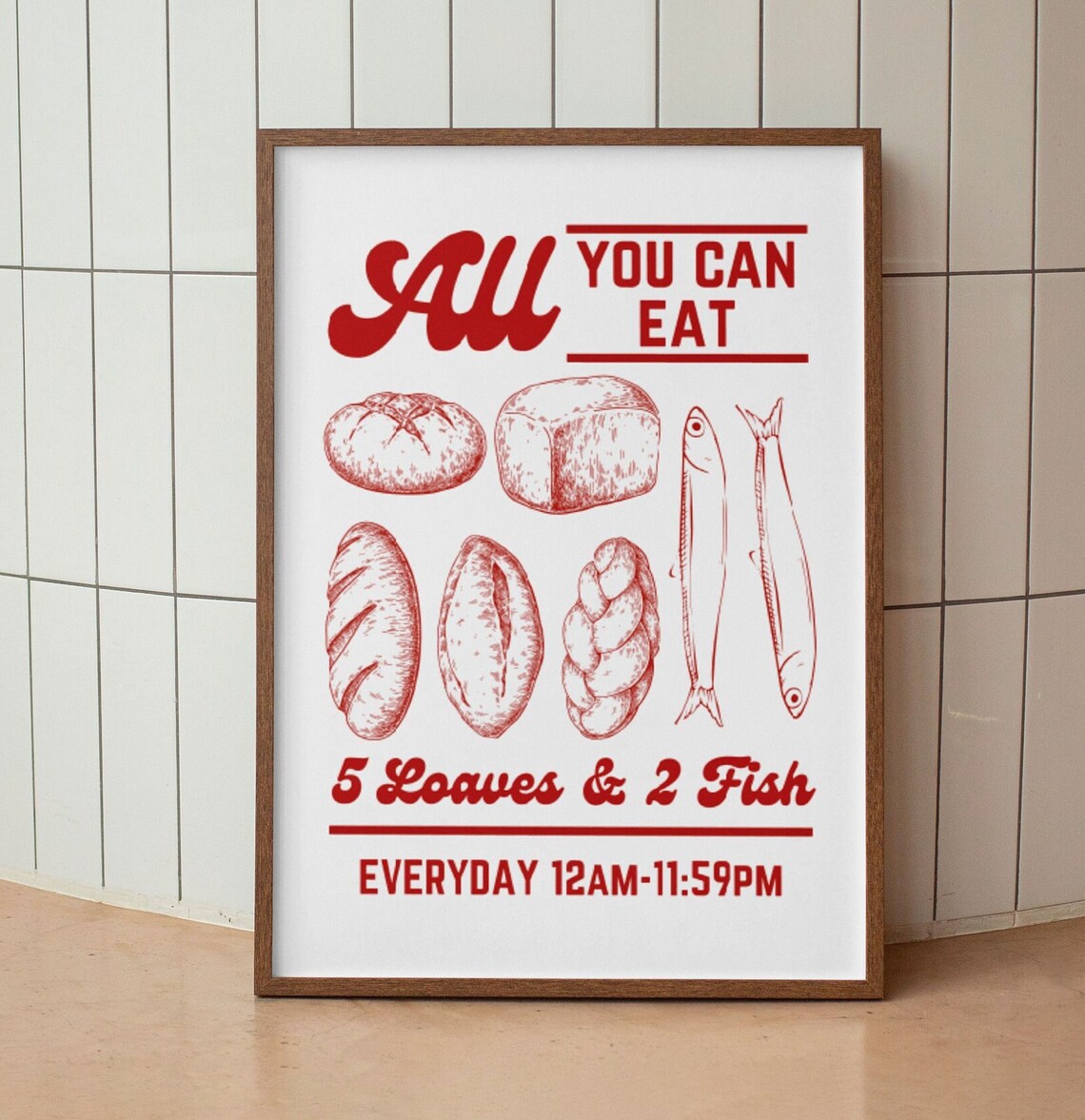 Jesus Feeds 5000 Retro Aesthetic Christian Art Print