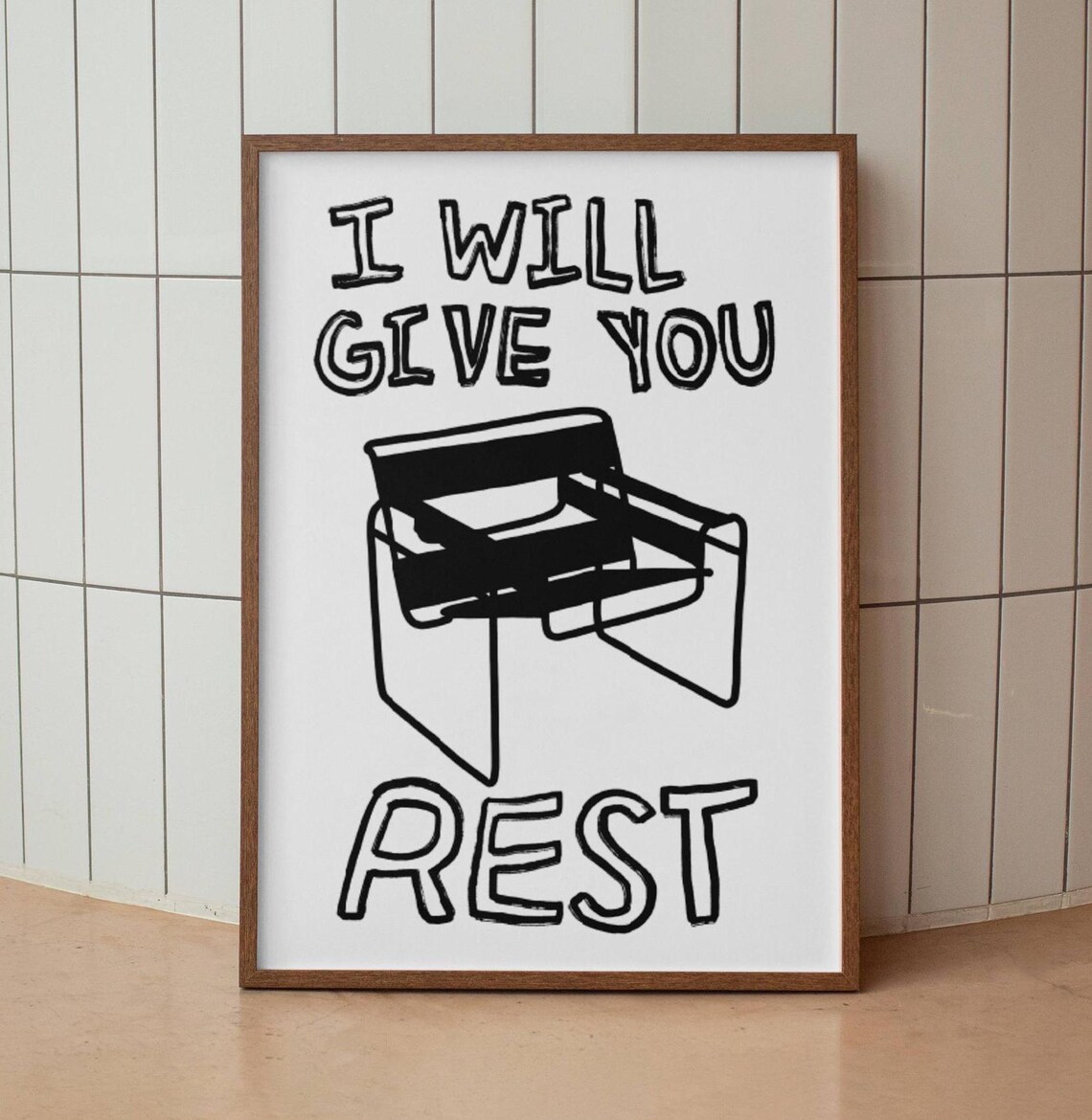 I Will Give You Rest Retro Christian Bible Verse Print - Image 3